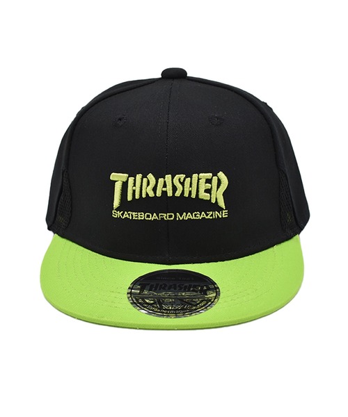 THRASHER（スラッシャー）の「THRASHER/スラッシャー キッズ キャップ ロゴ フラットバイザー 24TH-C01K（キャップ・キッズ・ブラック/ブラック×レッド/ブラック×ライム/ブラック×ブルー・FREE）」の11枚目の写真