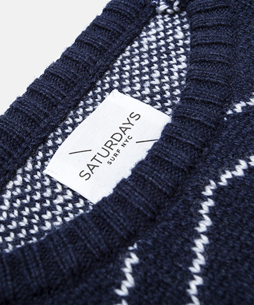Saturdays NYC(サタデーズ ニューヨークシティ )の「Keith Zig Zag Knit Jacquard Sweater(ニット/セーター・メンズ・チャコールグレー/ネイビー・MEDIUM/X-LARGE/SMALL/X-SMALL/LARGE)」の3枚目の写真