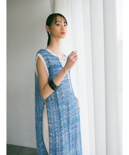 sahara（サハラ）の「Bi-color Sheer Knit Dress/バイカラー
