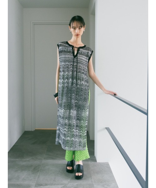 sahara（サハラ）の「Bi-color Sheer Knit Dress/バイカラー