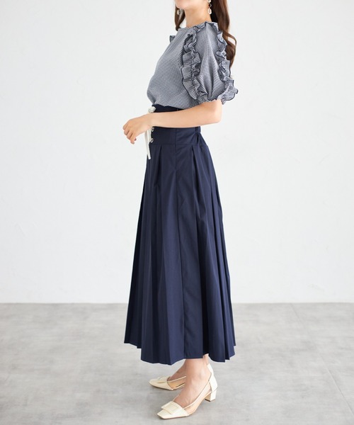 tocco closet(トッコ クローゼット)の「【ZOZO限定】フリルスリーブギンガムチェックブラウス(シャツ/ブラウス・レディース・ネイビー・M)」の6枚目の写真