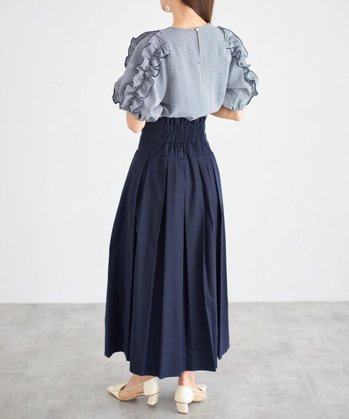 tocco closet(トッコ クローゼット)の「【ZOZO限定】フリルスリーブギンガムチェックブラウス(シャツ/ブラウス・レディース・ネイビー・M)」の7枚目の写真