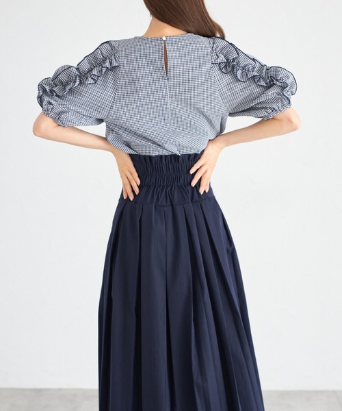 tocco closet(トッコ クローゼット)の「【ZOZO限定】フリルスリーブギンガムチェックブラウス(シャツ/ブラウス・レディース・ネイビー・M)」の10枚目の写真