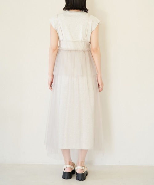 VIS（ビス）の「【洗える】チュールコンビカットワンピース（ワンピース・レディース・オフホワイト/キナリ/ブラック・FREE）」の10枚目の写真