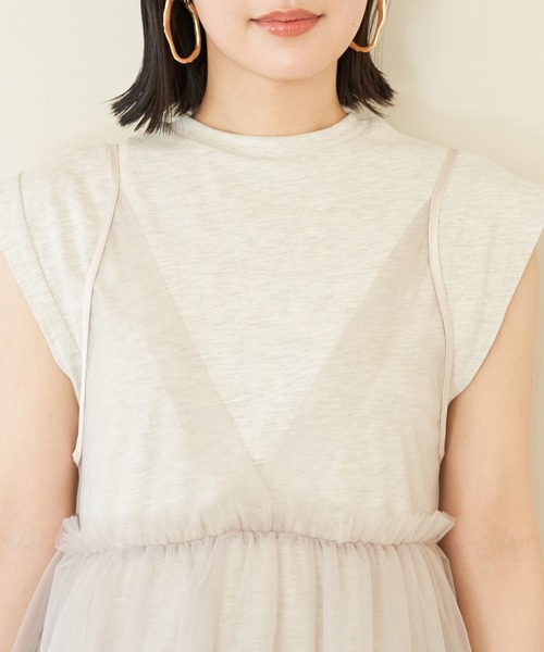 VIS（ビス）の「【洗える】チュールコンビカットワンピース（ワンピース・レディース・オフホワイト/キナリ/ブラック・FREE）」の11枚目の写真