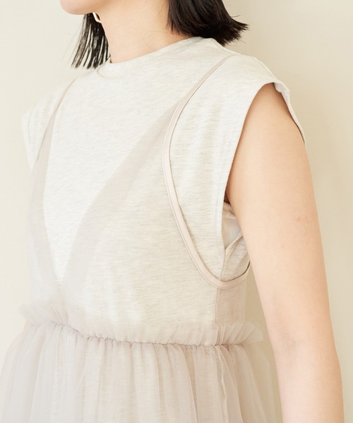 VIS（ビス）の「【洗える】チュールコンビカットワンピース（ワンピース・レディース・オフホワイト/キナリ/ブラック・FREE）」の12枚目の写真