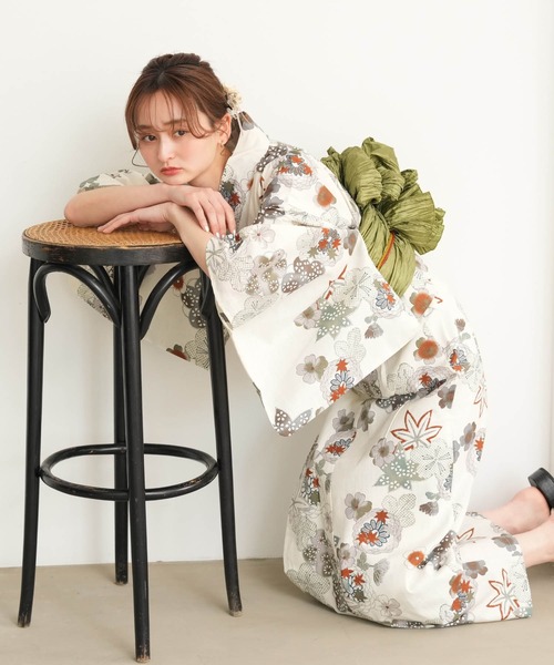 【人気商品】 utatane ウタタネ 浴衣 帯 セット オフホワイト utatane（ウタタネ）の「ひとりで着れる！かんたん二部式浴衣