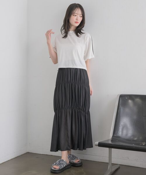 RETRO GIRL(レトロガール)の「袖ラインTEE(Tシャツ/カットソー・レディース・ブラック/オフホワイト/シルバー・FREE)」の16枚目の写真
