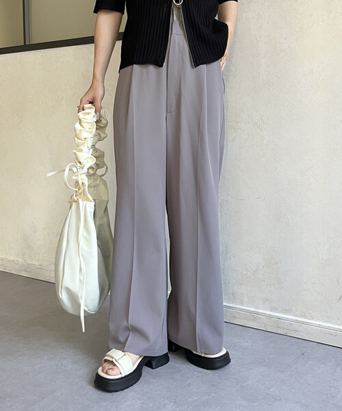 Thevon(ゼボン)の「ダブルウエストスラックスパンツ(スラックス・レディース・グレー/アイボリー/ブラック・S/M)」の4枚目の写真