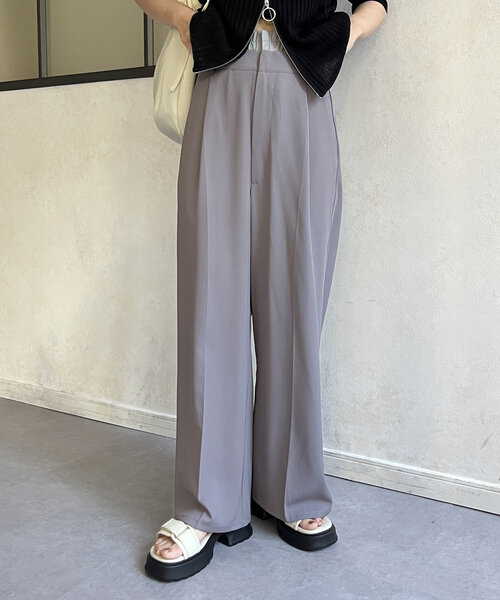 Thevon(ゼボン)の「ダブルウエストスラックスパンツ(スラックス・レディース・グレー/アイボリー/ブラック・S/M)」の9枚目の写真