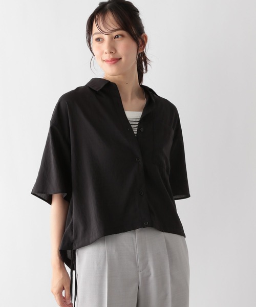GLOBAL WORK（グローバルワーク）の「【MATINEE LINE】シアー裾ドロストシャツ5分袖/123958（シャツ/ブラウス・レディース・アイボリー/ブラック/ライトグレー・MEDIUM/LARGE）」の10枚目の写真