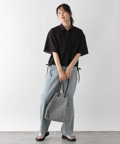 GLOBAL WORK（グローバルワーク）の「【MATINEE LINE】シアー裾ドロストシャツ5分袖/123958（シャツ/ブラウス・レディース・アイボリー/ブラック/ライトグレー・MEDIUM/LARGE）」の13枚目の写真