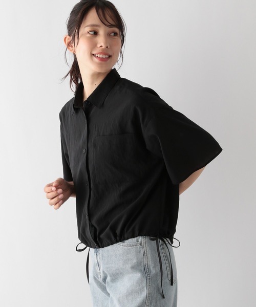 GLOBAL WORK（グローバルワーク）の「【MATINEE LINE】シアー裾ドロストシャツ5分袖/123958（シャツ/ブラウス・レディース・アイボリー/ブラック/ライトグレー・MEDIUM/LARGE）」の15枚目の写真