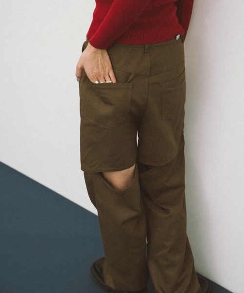 HANNE（アン）の「バックスリットツイルパンツ（チノパンツ・レディース・ベージュ/ブラック/ブラウン/ホワイト・FREE/MEDIUM）」の3枚目の写真