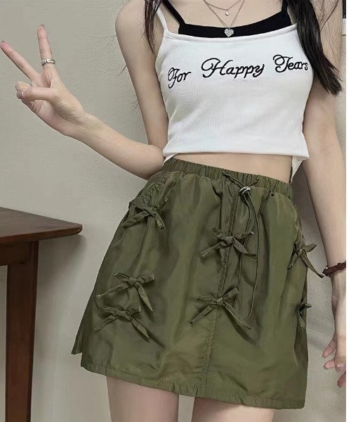 gossip!ロサンゼルス(ゴシップロサンゼルス)の「リボンディテールドローコードミニスカート(スカート・レディース・グリーン/ブラック/グレー・FREE)」の7枚目の写真