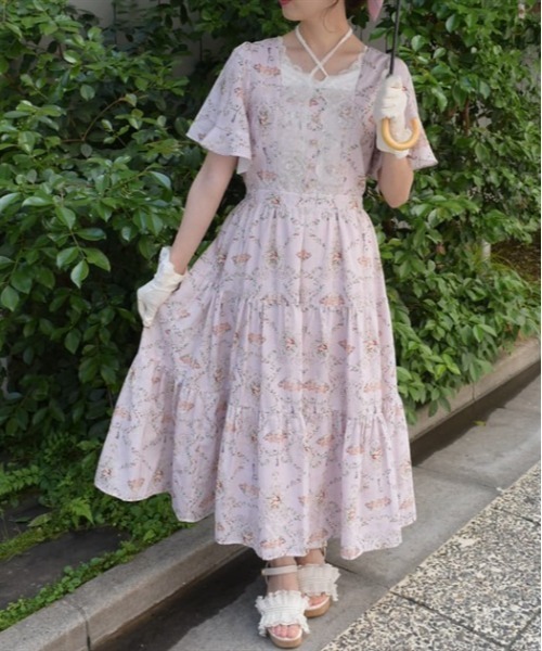 くらしを楽しむアイテム セール】レーヌローズ柄ワンピース（ワンピース）｜axes femme ワンピース