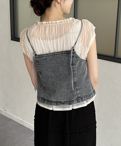 Thevon（ゼボン）の「デニムダブルジップキャミ（キャミソール・レディース・ブラック/ネイビー/ブルー・FREE）」の7枚目の写真