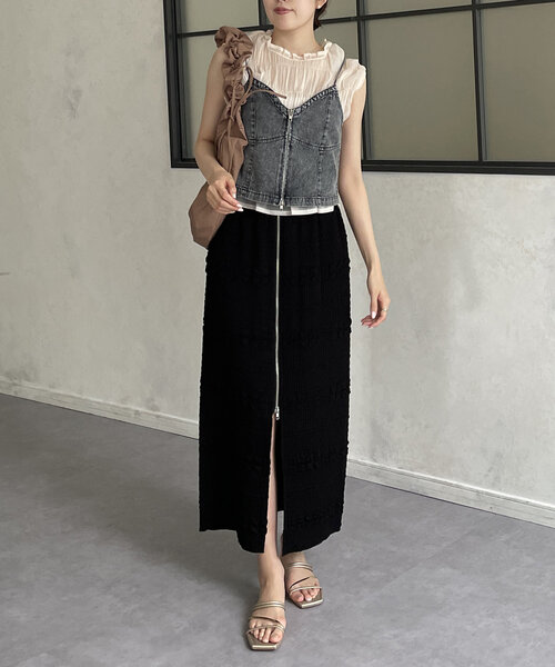 Thevon（ゼボン）の「デニムダブルジップキャミ（キャミソール・レディース・ブラック/ネイビー/ブルー・FREE）」の10枚目の写真