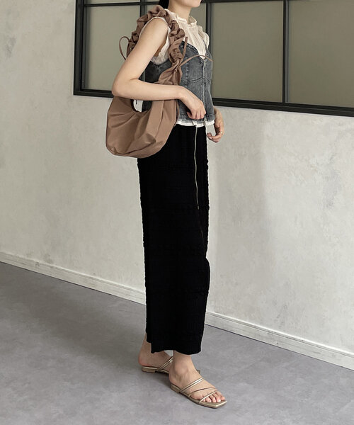 Thevon（ゼボン）の「デニムダブルジップキャミ（キャミソール・レディース・ブラック/ネイビー/ブルー・FREE）」の12枚目の写真