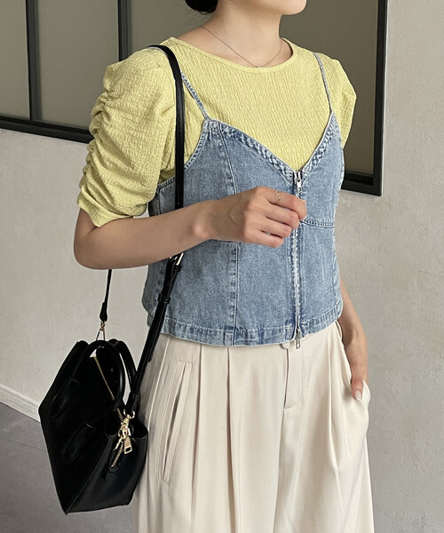 Thevon（ゼボン）の「デニムダブルジップキャミ（キャミソール・レディース・ブラック/ネイビー/ブルー・FREE）」の16枚目の写真