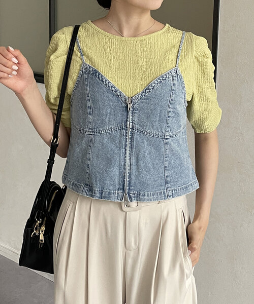 Thevon（ゼボン）の「デニムダブルジップキャミ（キャミソール・レディース・ブラック/ネイビー/ブルー・FREE）」の17枚目の写真