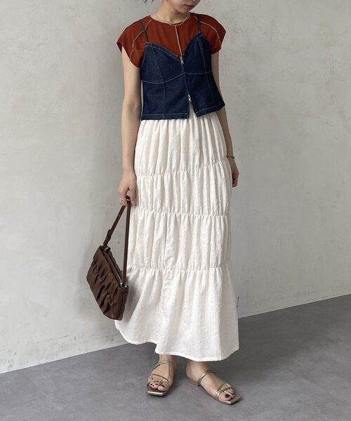 Thevon（ゼボン）の「デニムダブルジップキャミ（キャミソール・レディース・ブラック/ネイビー/ブルー・FREE）」の4枚目の写真