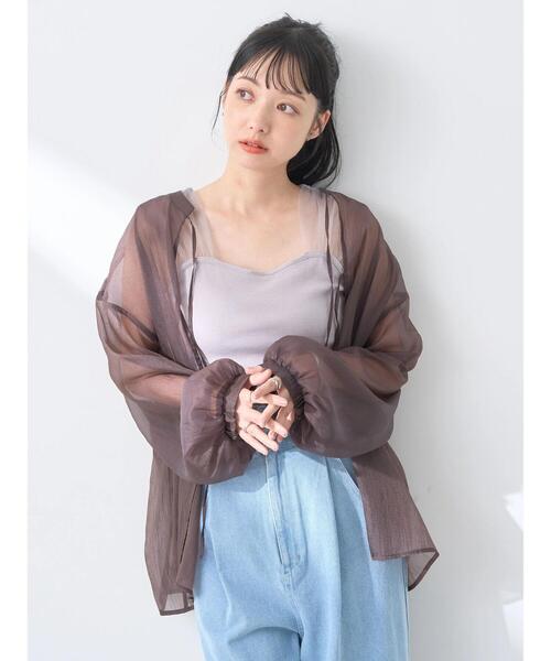 earth music&ecology（アースミュージックアンドエコロジー）の「チュールドッキングカップ付キャミソール（インナーウェア/肌着・レディース・ブラック/アイボリー/グレー・M/S）」の14枚目の写真