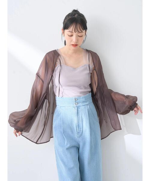 earth music&ecology（アースミュージックアンドエコロジー）の「チュールドッキングカップ付キャミソール（インナーウェア/肌着・レディース・ブラック/アイボリー/グレー・M/S）」の15枚目の写真