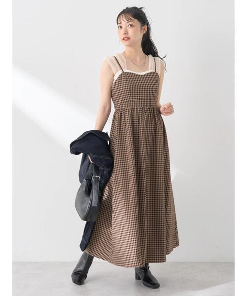 earth music&ecology（アースミュージックアンドエコロジー）の「チュールドッキングカップ付キャミソール（インナーウェア/肌着・レディース・ブラック/アイボリー/グレー・M/S）」の22枚目の写真