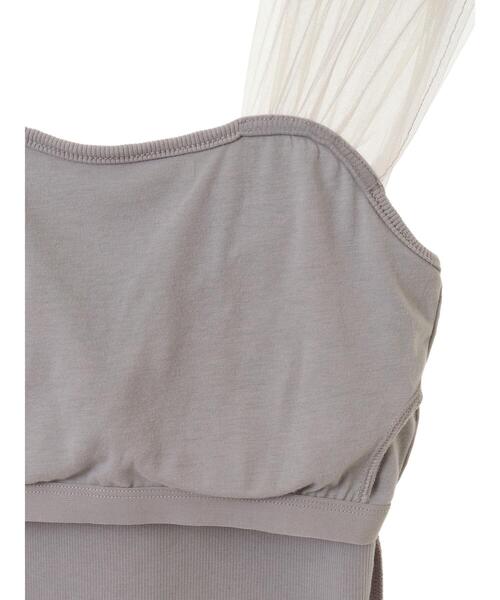 earth music&ecology（アースミュージックアンドエコロジー）の「チュールドッキングカップ付キャミソール（インナーウェア/肌着・レディース・ブラック/アイボリー/グレー・M/S）」の9枚目の写真