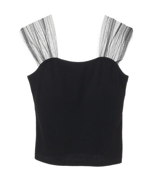 earth music&ecology（アースミュージックアンドエコロジー）の「チュールドッキングカップ付キャミソール（インナーウェア/肌着・レディース・ブラック/アイボリー/グレー・M/S）」の8枚目の写真