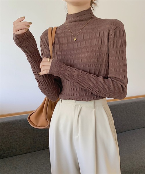 Girly Doll(ガーリードール)の「ランダムリブハイネックニット(ニット/セーター・レディース・ブルー/ホワイト/ブラック/ベージュ/ブラウン・F)」の14枚目の写真