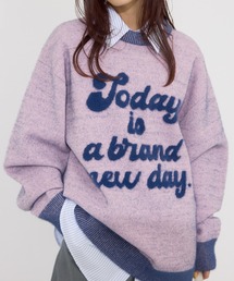 SLY | 【WEB限定】JQ LOGO MINKY LOOSE KNIT TOPS ジャガード ロゴ ミンキー ルーズ ニット トップス(ニット/セーター)