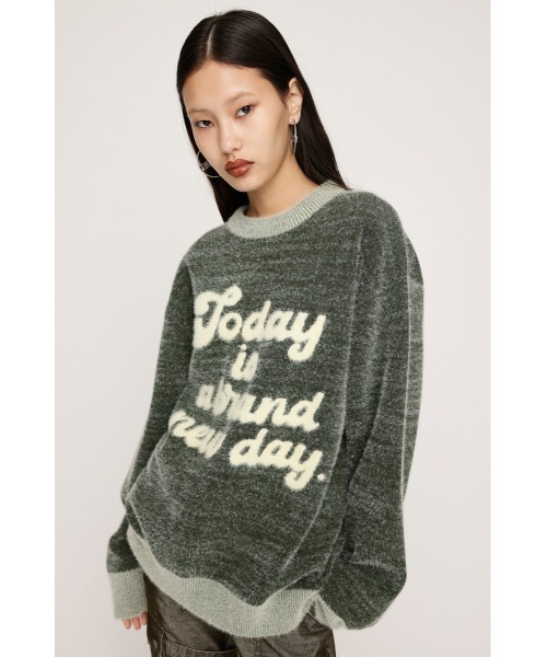 SLY（スライ）の「【限定展開】JQ LOGO MINKY LOOSE KNIT TOPS ジャガード ロゴ ミンキー ルーズ ニット トップス（ニット/セーター・レディース・ブラック系その他2/カーキ/ピンク系その他・FREE）」の13枚目の写真
