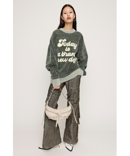 SLY（スライ）の「【限定展開】JQ LOGO MINKY LOOSE KNIT TOPS ジャガード ロゴ ミンキー ルーズ ニット トップス（ニット/セーター・レディース・ブラック系その他2/カーキ/ピンク系その他・FREE）」の11枚目の写真
