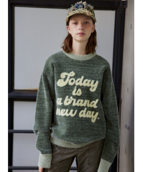 SLY（スライ）の「【限定展開】JQ LOGO MINKY LOOSE KNIT TOPS ジャガード ロゴ ミンキー ルーズ ニット トップス（ニット/セーター・レディース・ブラック系その他2/カーキ/ピンク系その他・FREE）」の21枚目の写真