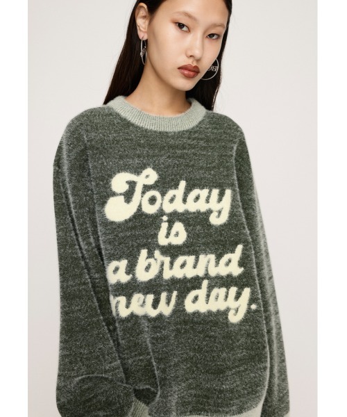 SLY（スライ）の「【限定展開】JQ LOGO MINKY LOOSE KNIT TOPS ジャガード ロゴ ミンキー ルーズ ニット トップス（ニット/セーター・レディース・ブラック系その他2/カーキ/ピンク系その他・FREE）」の18枚目の写真