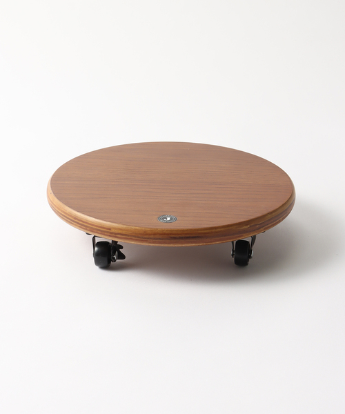 journal standard◆ 木製パッチワーク円卓 金属キャスター付き JSF PLANT CADDY-round(S) キャスター付き 植木鉢台（家具）｜journal