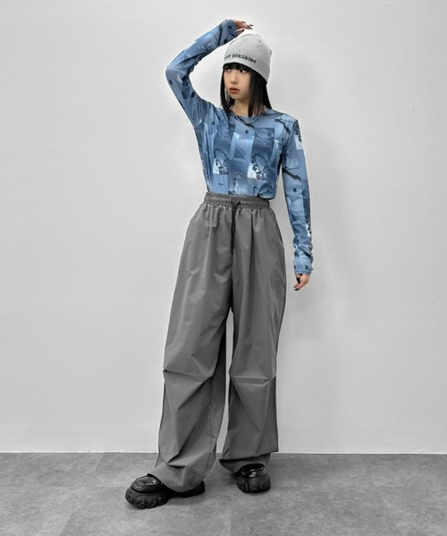 LVEU.(ラブユ.)の「【LVEU.】フォトプリントクルーネックシアートップス / トップス カットソー シアー シースルー プリント フォト 長袖 クルーネック レイヤード ブラック ブルー(Tシャツ/カットソー・レディース・ブラック/ブルー・FREE)」の22枚目の写真