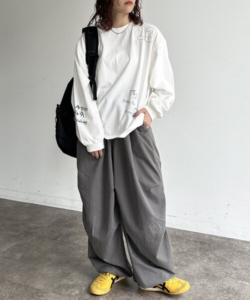 CPCM（シーピーシーエム）の「落書き刺繍ロンT（Tシャツ/カットソー・レディース・ホワイト/ネイビー/ブラック/グレー・MEDIUM/LARGE）」の10枚目の写真