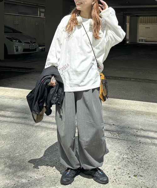 CPCM（シーピーシーエム）の「落書き刺繍ロンT（Tシャツ/カットソー・レディース・ホワイト/ネイビー/ブラック/グレー・MEDIUM/LARGE）」の14枚目の写真