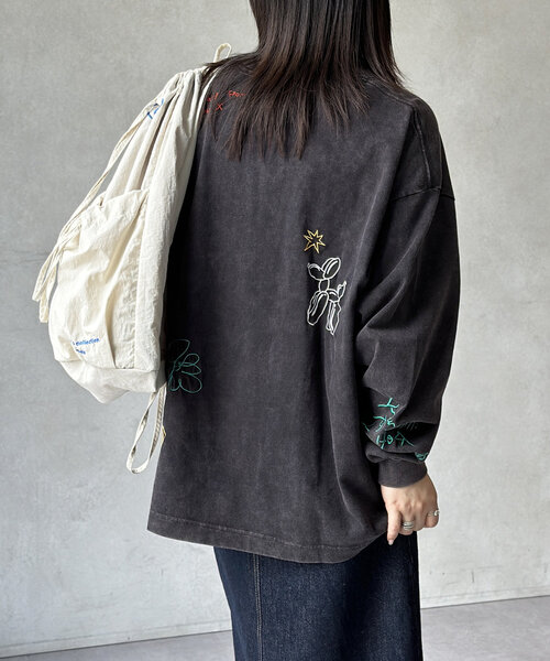 CPCM（シーピーシーエム）の「落書き刺繍ロンT（Tシャツ/カットソー・レディース・ホワイト/ネイビー/ブラック/グレー・MEDIUM/LARGE）」の19枚目の写真