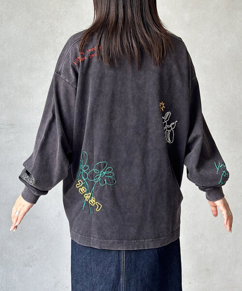 CPCM（シーピーシーエム）の「落書き刺繍ロンT（Tシャツ/カットソー・レディース・ホワイト/ネイビー/ブラック/グレー・MEDIUM/LARGE）」の22枚目の写真