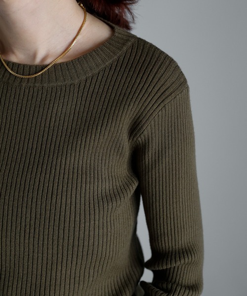 r.（アールドット）の「リブニット　バイカラースリーブプルオーバー（ニット/セーター・レディース・ターコイズブルー/グレー/カーキ/ブラック/ベージュ・FREE）」の17枚目の写真