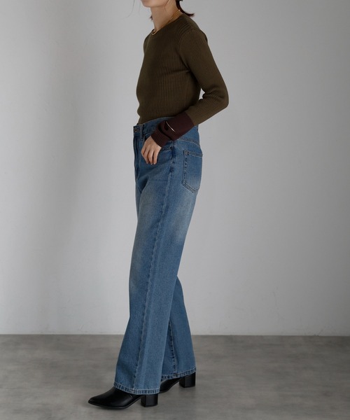 r.（アールドット）の「リブニット　バイカラースリーブプルオーバー（ニット/セーター・レディース・ターコイズブルー/グレー/カーキ/ブラック/ベージュ・FREE）」の20枚目の写真