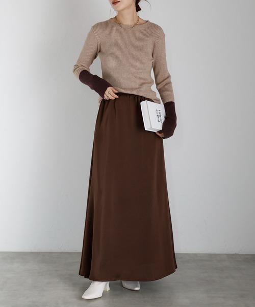 r.（アールドット）の「リブニット　バイカラースリーブプルオーバー（ニット/セーター・レディース・ターコイズブルー/グレー/カーキ/ブラック/ベージュ・FREE）」の6枚目の写真