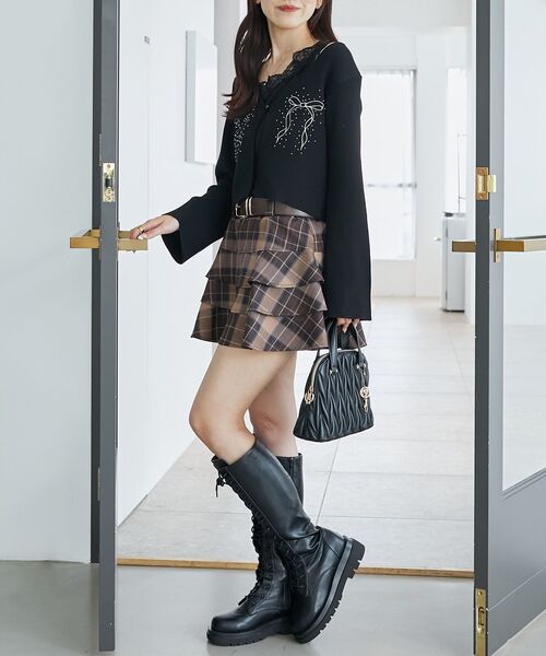 MAJESTIC LEGON（マジェスティックレゴン）の「太ベルトフリルミニスカート（スカート・レディース・ブラウン系その他4/ブラウン/カーキオリーブ・MEDIUM）」の7枚目の写真