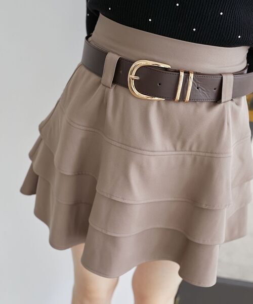 MAJESTIC LEGON（マジェスティックレゴン）の「太ベルトフリルミニスカート（スカート・レディース・ブラウン系その他4/ブラウン/カーキオリーブ・MEDIUM）」の18枚目の写真