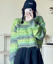 グラデーション」に該当するニット/セーター（グリーン・カーキ
