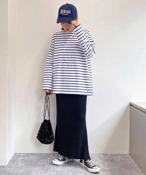 fredy emue(フレディエミュ)の「ボーダースナップテープBIG ロンTシャツ(Tシャツ/カットソー・レディース・ピンク系その他/ホワイト系その他/ブラック系その他/ホワイト系その他2・38)」の5枚目の写真